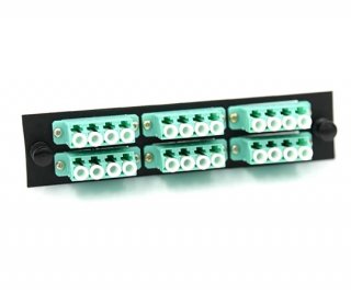 FType Plate with 6 Quad LC Aqua Adapters