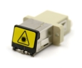 Shuttered LC Duplex Beige Adapter with Flange