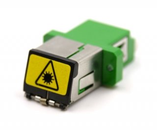 Shuttered LC Duplex Green Adapter with Flange