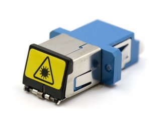 Shuttered SC Simplex Blue Adapter with Flange