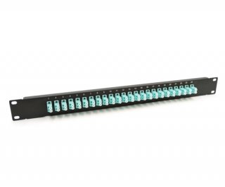 19 1U Panel with 24 Duplex LC Aqua Adapters