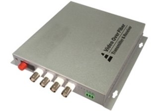 4 Channel Video Over Fiber Optic Converter with Data
