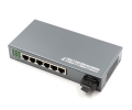 6 Port Fiber Switch 10/100 RJ45 to 1 Fiber Port WDM 25km