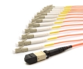 5m MTP Female to 12 LC UPC 12 Fiber Multimode OM1 625/125 Fanout Cable