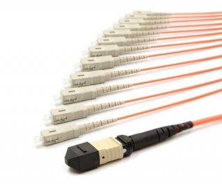 1m MTP Female to 12 SC UPC 12 Fiber Multimode OM1 625/125 Fanout Cable