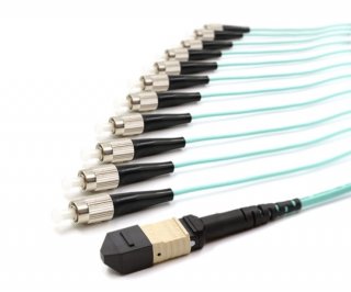 3m MTP Female to 12 FC UPC 12 Fiber Multimode OM3 50/125 Fanout Cable
