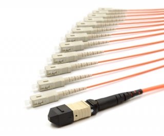 10m MTP Male to 12 SC UPC 12 Fiber Multimode OM1 625/125 Fanout Cable