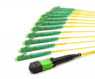 10m MTP Male to 12 LC APC 12 Fiber Singlemode OS2 9/125 Fanout Cable
