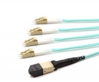 1m MTP Female to 4 LC UPC 8 Fiber Duplex Multimode OM3 50/125 40Gb Fanout Cable