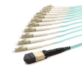 10m MTP Female to 12 LC UPC 12 Fiber Multimode OM3 50/125 Fanout Cable