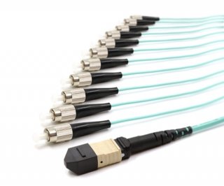 5m MTP Male to 12 FC UPC 12 Fiber Multimode OM3 50/125 Fanout Cable
