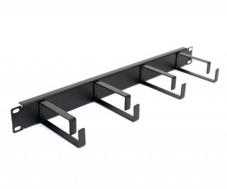 1U Cable Management Panel with 4 Metal DRings