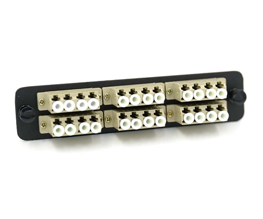 FType Plate with 6 Quad LC Beige Adapters  FType Plate with 6 Quad LC Beige Adapters