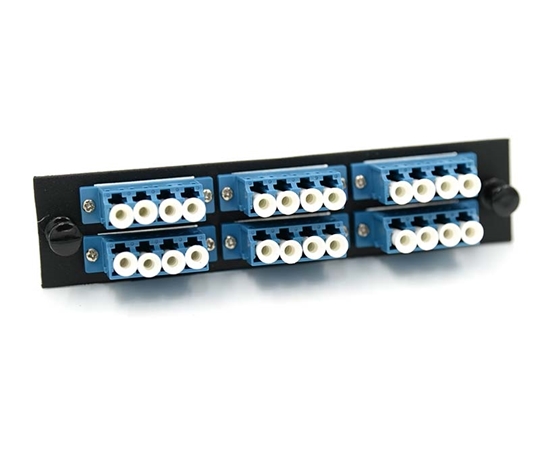 FType Plate with 6 Quad LC Blue Adapters  FType Plate with 6 Quad LC Blue Adapters