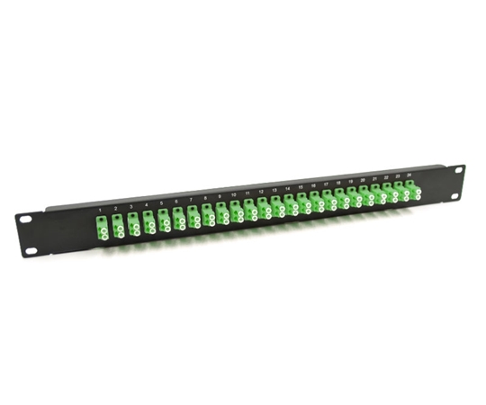 19 1U Panel with 24 Duplex LC Green Adapters  19 1U Panel with 24 Duplex LC Green Adapters
