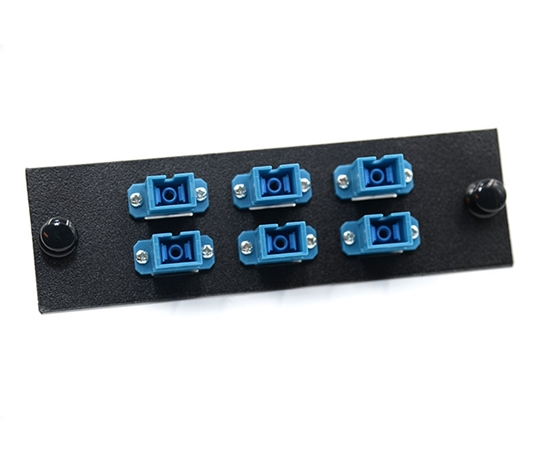 FType Plate with 6 Simplex SC Blue Adapters  FType Plate with 6 Simplex SC Blue Adapters