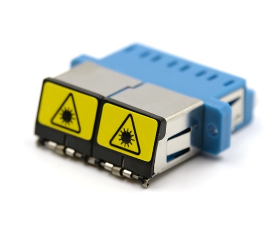 Shuttered SC Duplex Blue Adapter with Flange  Shuttered SC Duplex Blue Adapter with Flange