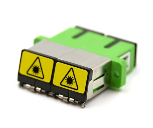 Shuttered SC Duplex Green Adapter with Flange  Shuttered SC Duplex Green Adapter with Flange