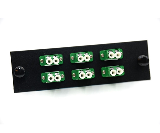 FType Plate with 6 Duplex LC Green Adapters  FType Plate with 6 Duplex LC Green Adapters