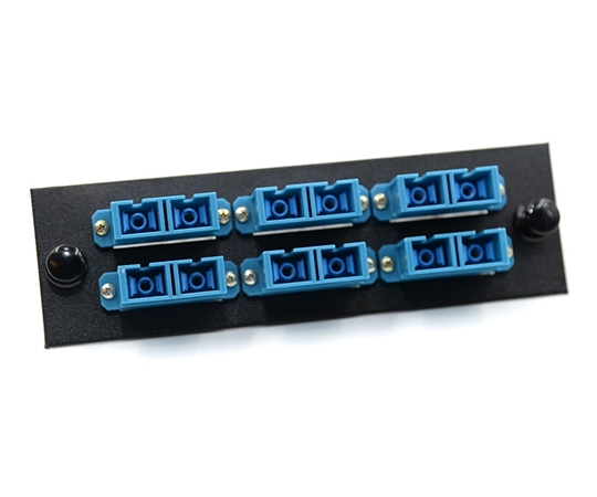 FType Plate with 6 Duplex SC Blue Adapters  FType Plate with 6 Duplex SC Blue Adapters