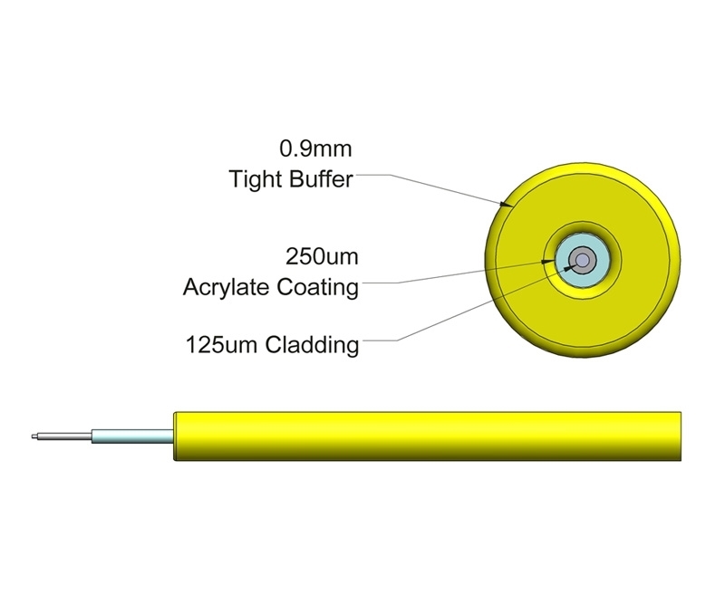 09mm Tight Buffer Singlemode OS2 Cable Yellow