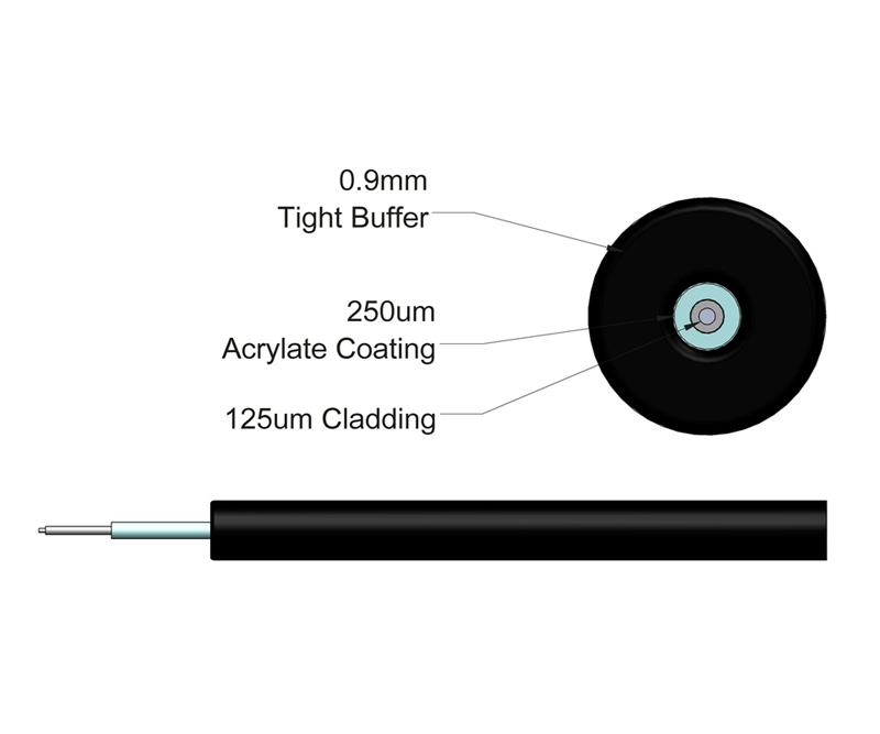 09mm Tight Buffer Singlemode OS2 Cable Black