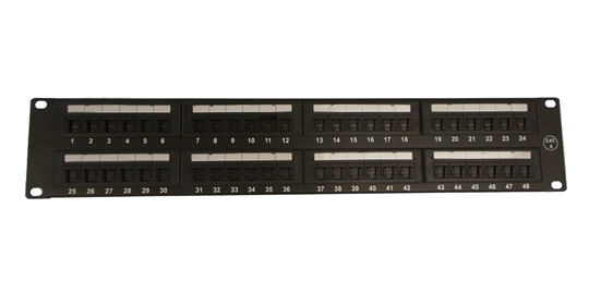 Cat6A 48 Port Unshielded 2U Copper Patch Panel  Cat6A 48 Port Unshielded 2U Copper Patch Panel