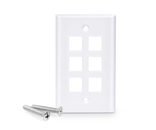 6 Port Keystone Wall Plate Single Gang  6 Port Keystone Wall Plate Single Gang