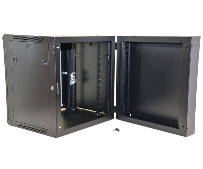 12U Wall Mount Equipment Cabinet Glazed Door Double