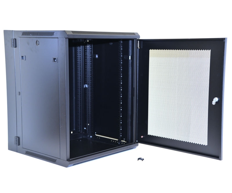 15U Wall Mount Equipment Cabinet Mesh Door Double
