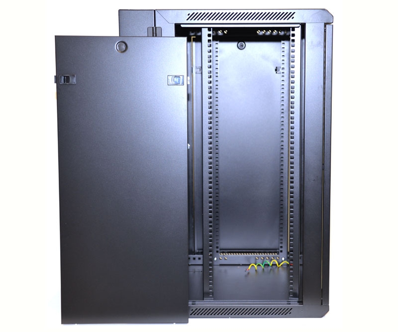 18U Wall Mount Equipment Cabinet Glazed Door Double