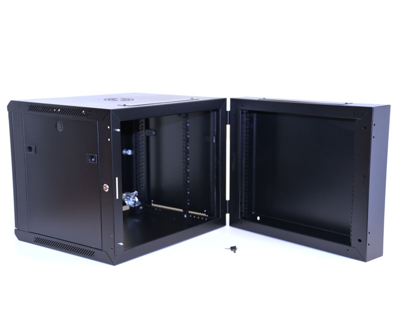 9U Wall Mount Equipment Cabinet Glazed Door Double