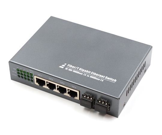4 Port Fiber Switch 10/100/1000 RJ45 to 2 SFP Ports  4 Port Fiber Switch 10/100/1000 RJ45 to 2 SFP Ports